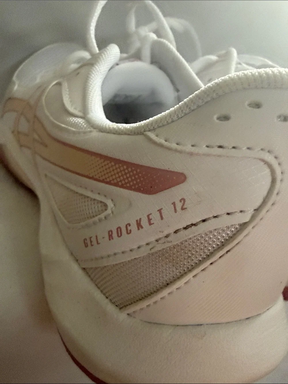Asics Gel-Rocket 12 White and Light Pink Women's Athletic Sneakers - Picture 5 of 9